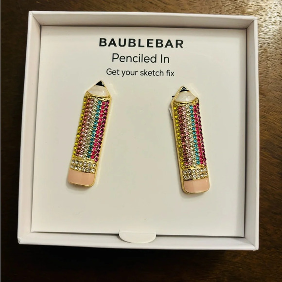 Baublebar penciled in get your sketch fix gem detailed earrings BNIB - Picture 1 of 2